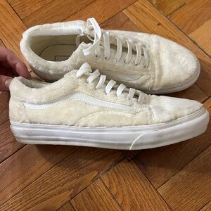 Vans Cream Faux fur old school sneakers